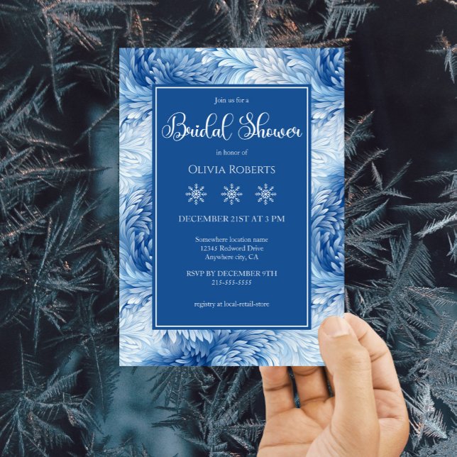 Winter Wonderland Blue Snowflakes Bridal Shower Invitation (Creator Uploaded)