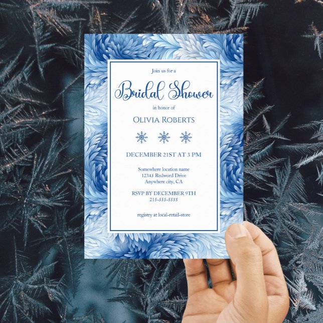Winter Wonderland Blue Snowflakes Bridal Shower Invitation (Creator Uploaded)
