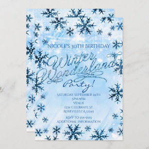 Winter Wonderland Blue Snowflakes Party Invitation
