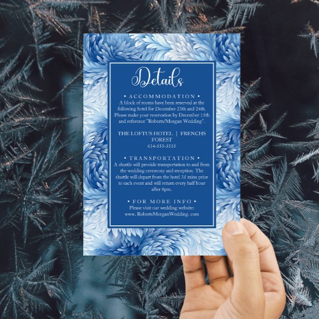 Winter Wonderland Blue Snowflakes Wedding Details Enclosure Card (Creator Uploaded)