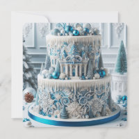 WINTER WONDERLAND BLUE & WHITE BIRTHDAY CAKE