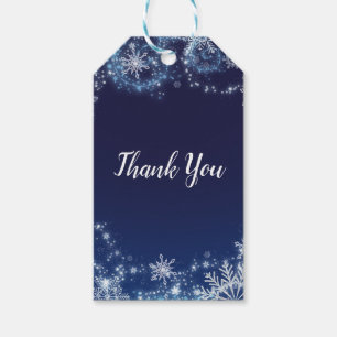 Winter Wonderland Blue & White Snowflakes Favour Gift Tags