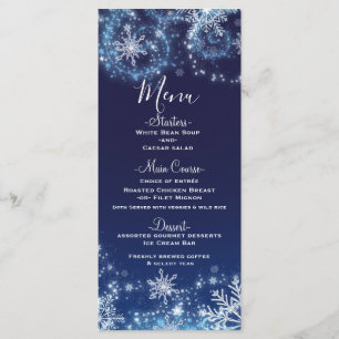 Winter Wonderland Blue & White Snowflakes Menu