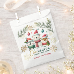 Winter Wonderland Boho Snow Animals 1st Birthday Favour Bags