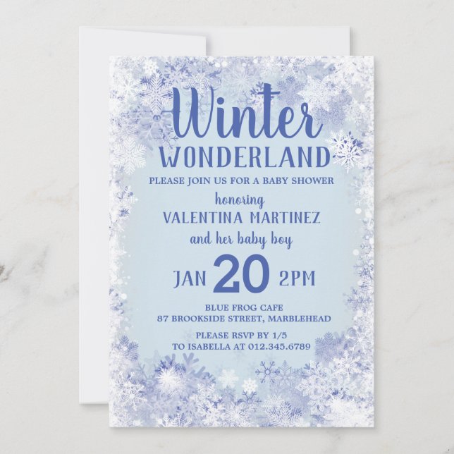 Winter Wonderland Boy Baby Shower Invitation (Front)