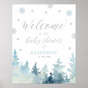 Winter Wonderland Boy Baby Shower Welcome Sign