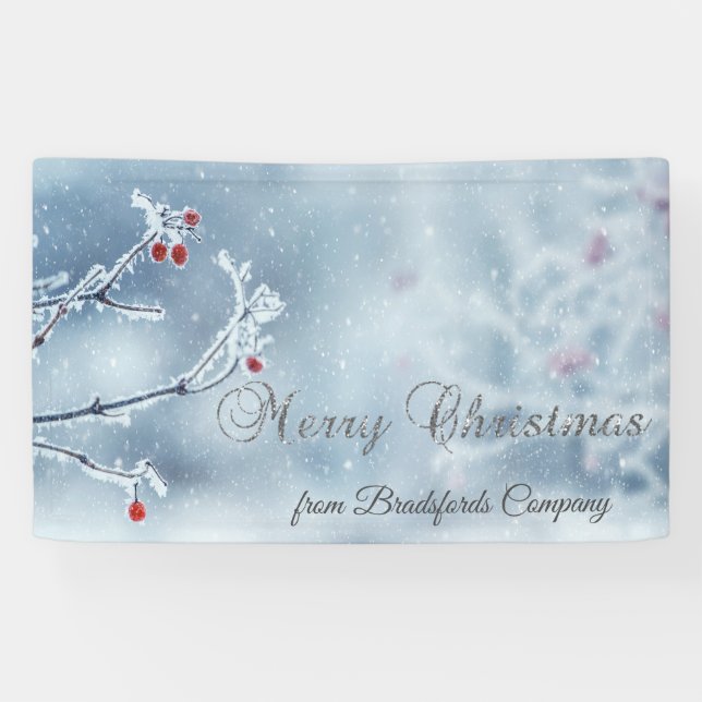Winter Wonderland Branches Blue Banner (Horizontal)