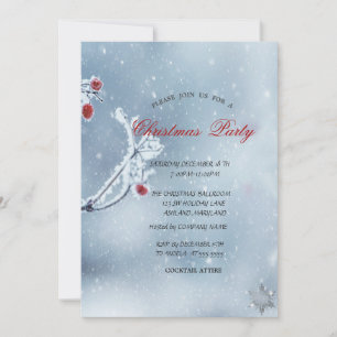 Winter Wonderland Branches Blue Company Christmas  Invitation