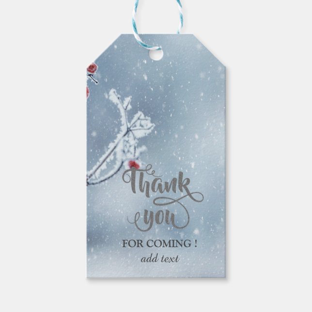 Winter Wonderland Branches Blue Gift Tags (Front)