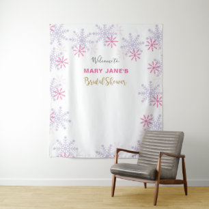 Winter Wonderland Bridal Shower Pink Snowflake Tapestry
