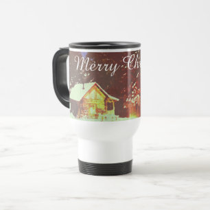 Winter Wonderland Cabin Merry Christmas Cosy Travel Mug
