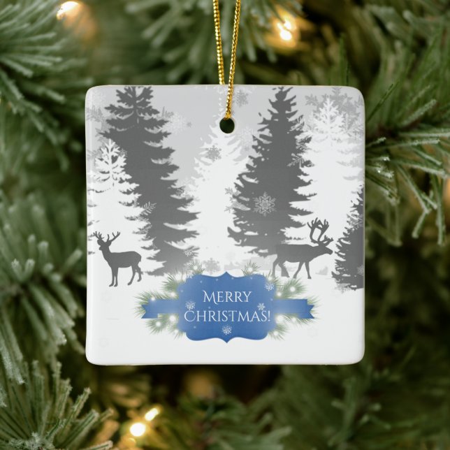 Winter Wonderland Ceramic Ornament - Blue (Tree)