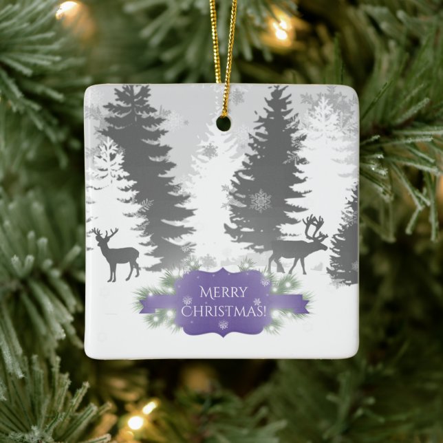Winter Wonderland Ceramic Ornament - Purple (Tree)