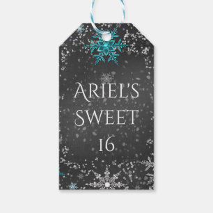 Winter Wonderland Chalk Teal & Purple Custom Party Gift Tags