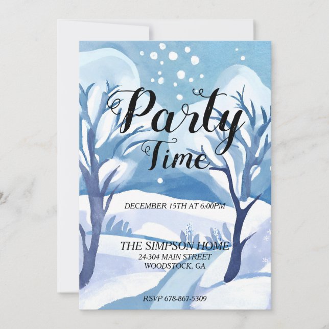 Winter Wonderland Chirstmas Party Invitation (Front)