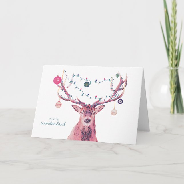 Winter Wonderland Christmas Deer Greeting Card (Front)