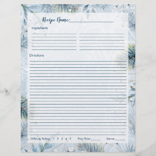 Winter Wonderland Christmas Recipe Binder Inserts Flyer