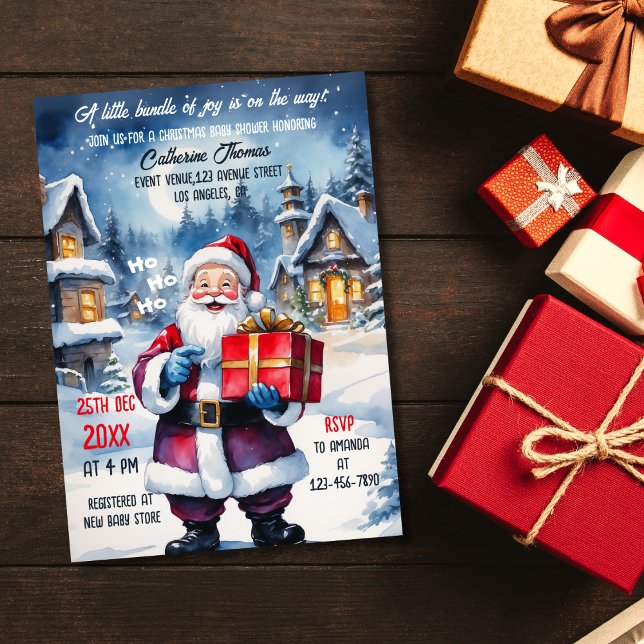 Winter Wonderland Christmas Santa Baby Shower  Invitation (Creator Uploaded)