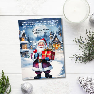 Winter Wonderland Christmas Santa Baby Shower Thank You Card