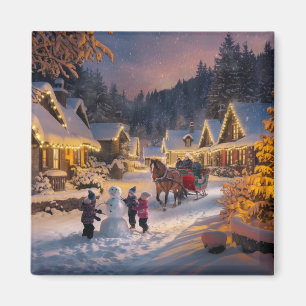 Winter Wonderland Christmas Snowy Village Magnet