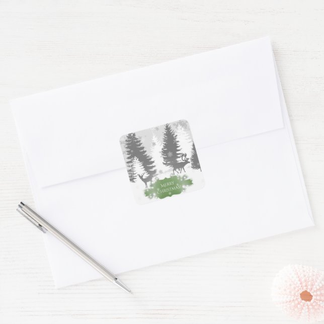 Winter Wonderland Christmas Sticker - Green (Envelope)