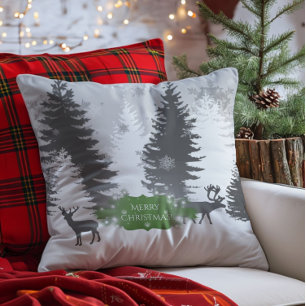 Winter Wonderland Christmas Throw Pillow - Green