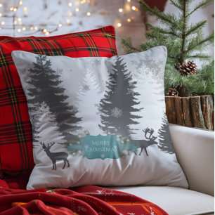 Winter Wonderland Christmas Throw Pillow - Teal