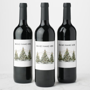 Winter Wonderland Christmas Tree Wine Label