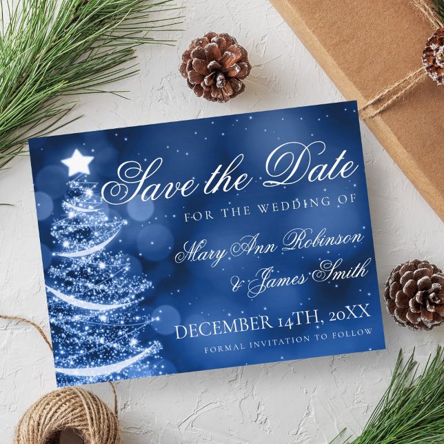 Winter Wonderland Christmas Wedding Save The Date Announcement Postcard (Winter Wonderland Christmas Wedding Save The Date Announcement Postcard)