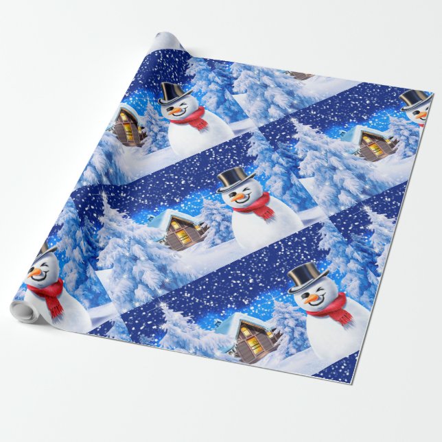 Winter wonderland Christmas wrapping paper (Unrolled)