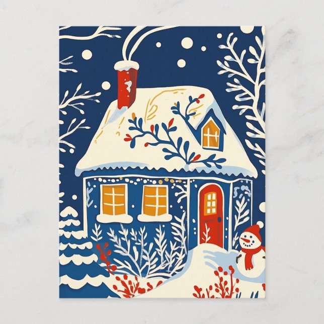 Winter Wonderland, Cottage, Holiday folk art (Front)
