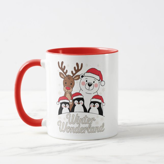 Winter Wonderland – Cute Holiday Animals Mug (Left)