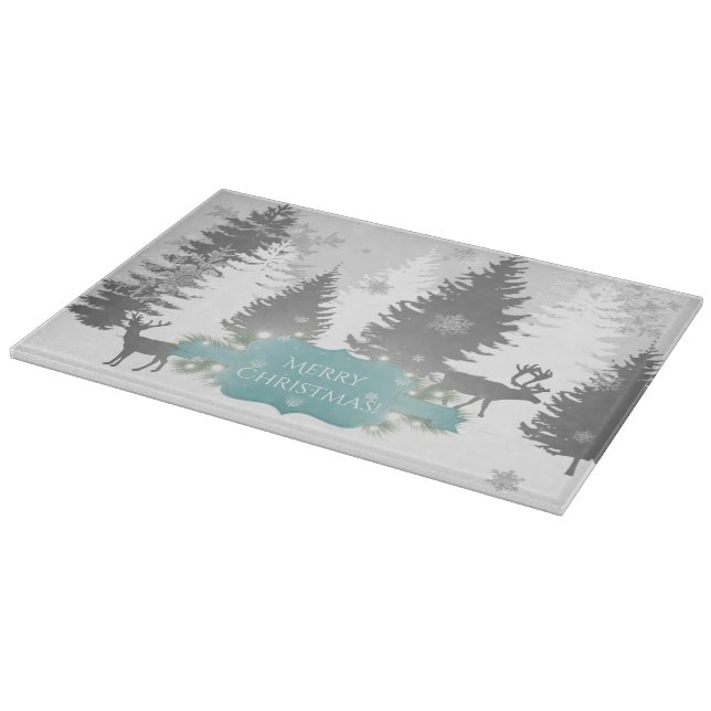 Winter Wonderland Cutting Board - Teal (Corner)