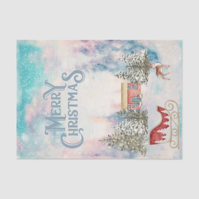 Winter Wonderland Decoupage Paper: Santa’s Sleigh Tissue Paper (Front)