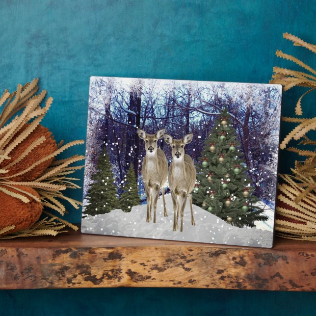 Winter Wonderland Deer and Christmas Tree  Plaque (Side)