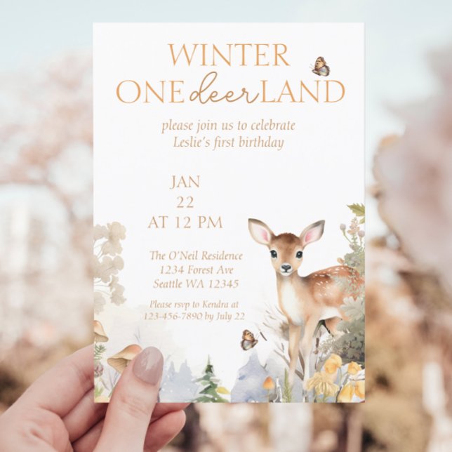 Winter Wonderland Deer First Birthday Invitation (Creator Uploaded)