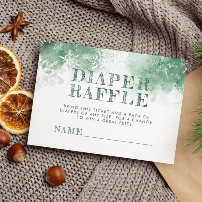 Winter wonderland diaper raffle baby shower enclosure card (Creator Uploaded)