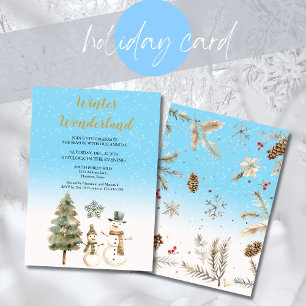 Winter Wonderland Dusty Blue Holiday  Invitation