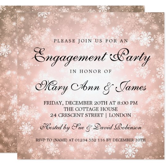 Winter Wonderland Elegant Engagement Party Copper Card