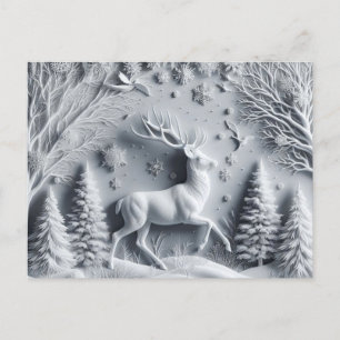 Winter Wonderland Embossed Deer  Postcard