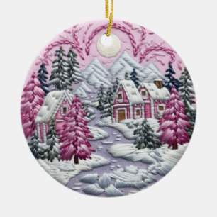Winter Wonderland Embroidery Ceramic Tree Decoration