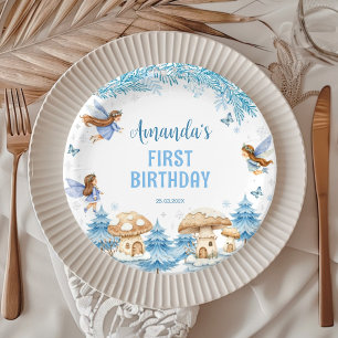 Winter Wonderland Fairy Girl Birthday Paper Plates