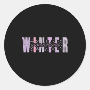 Winter Wonderland Festive Tygraphy Art  Classic Round Sticker