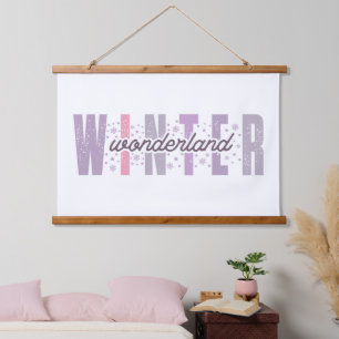 Winter Wonderland - Festive Typography Art Hanging Tapestry
