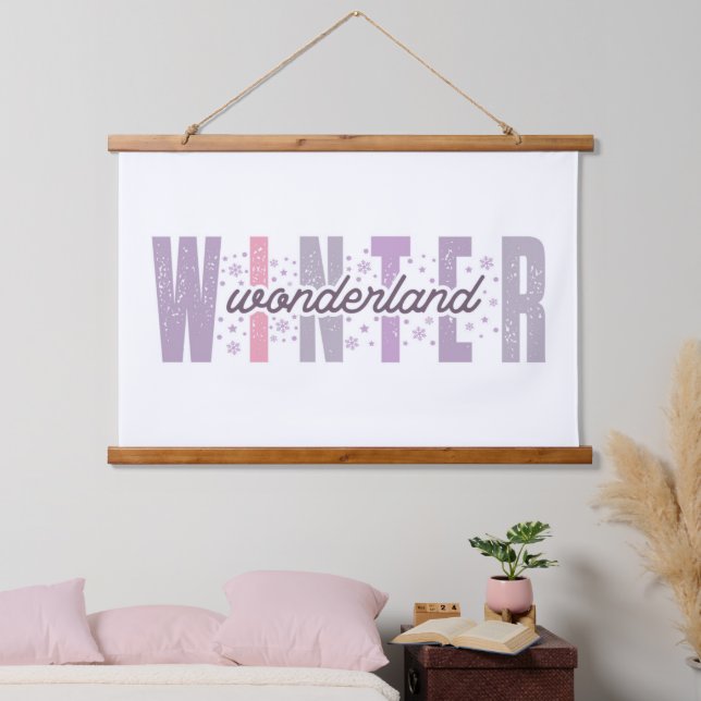 Winter Wonderland - Festive Typography Art Hanging Tapestry (Bedroom)