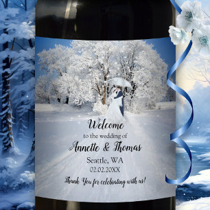 Winter Wonderland Fine Art Wedding Wine Label