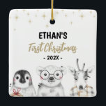 Winter Wonderland First Christmas Photo Ceramic Or Ceramic Ornament<br><div class="desc">Winter animals Photo ornament to celebrate your baby's first Christmas! Easy to edit and personalise with your custom photo.</div>