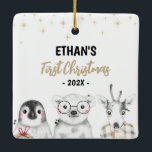 Winter Wonderland First Christmas Photo Ceramic Or Ceramic Ornament<br><div class="desc">Winter animals Photo ornament to celebrate your baby's first Christmas! Easy to edit and personalise with your custom photo.</div>