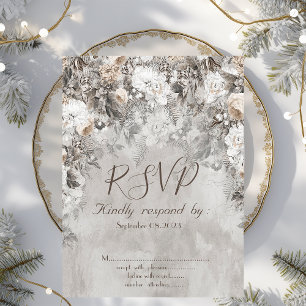 Winter Wonderland Flowers Forest RSVP Invitation