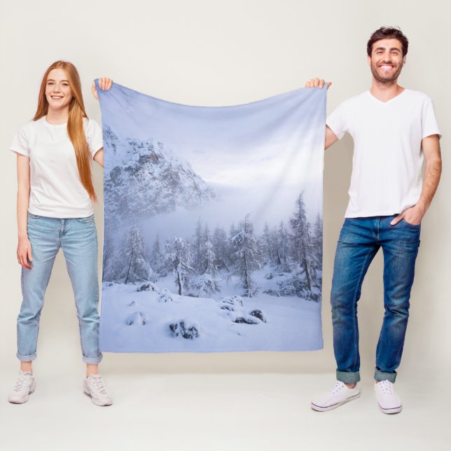 Winter wonderland, fog, spruce forest and mountain fleece blanket (In Situ)